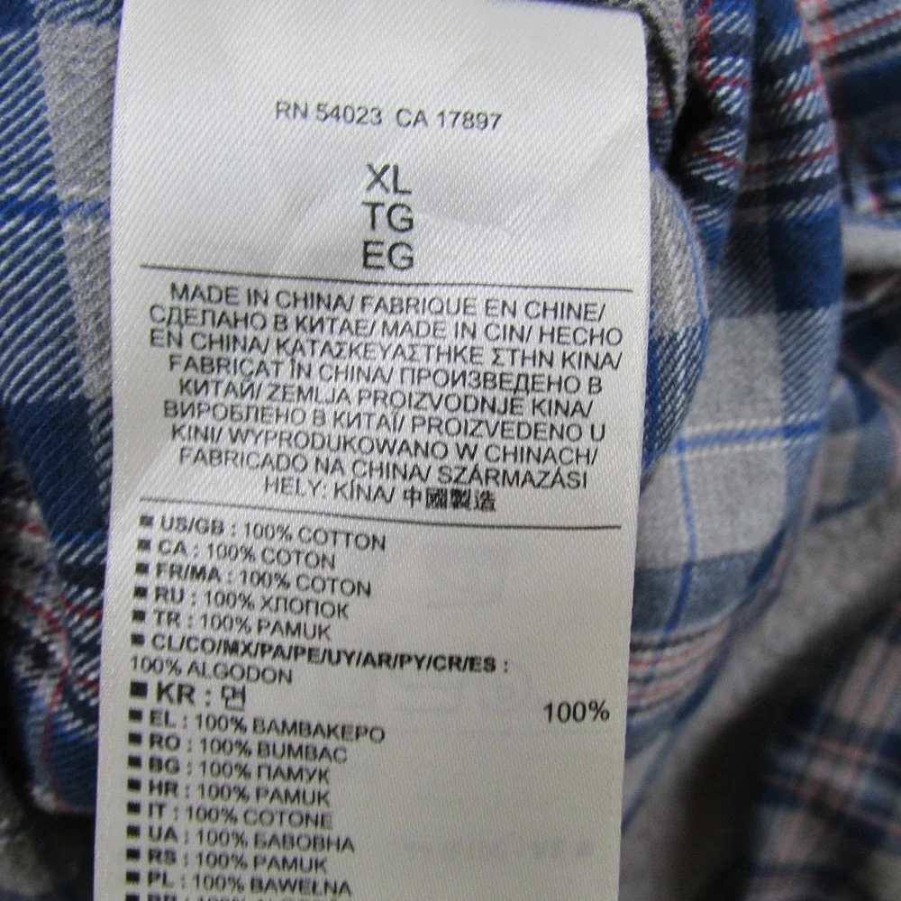 Banana Republic Flannel Shirt Mens XL Blue Gray Plaid Luxe Slim‎ Fit Button Down